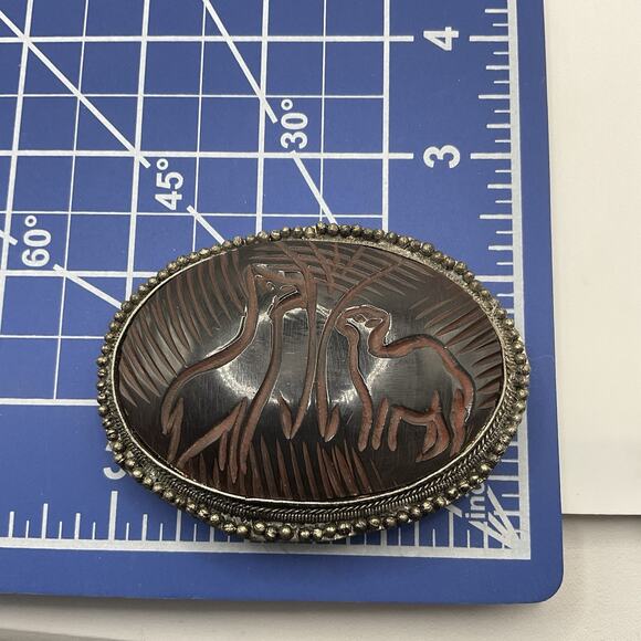 Vintage Hand Carved Deer Brooch C Clasp Horn (?) Large 3 x 2.5 in Pin African - Picture 5 of 6